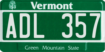 VT license plate ADL357