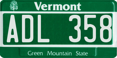 VT license plate ADL358