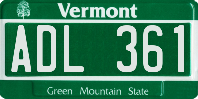 VT license plate ADL361