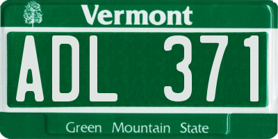 VT license plate ADL371