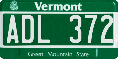 VT license plate ADL372