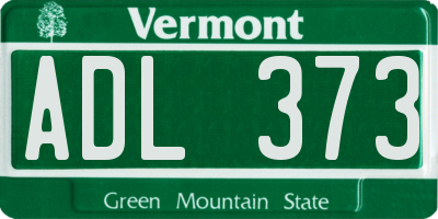VT license plate ADL373