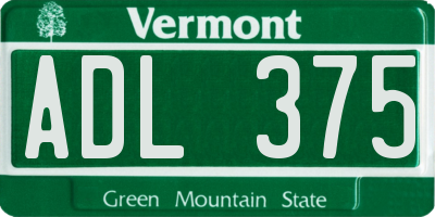VT license plate ADL375