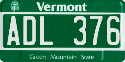 VT license plate ADL376