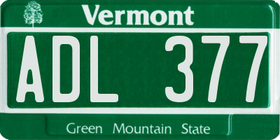VT license plate ADL377