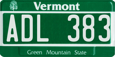 VT license plate ADL383