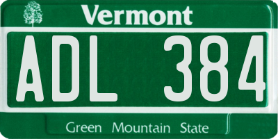 VT license plate ADL384