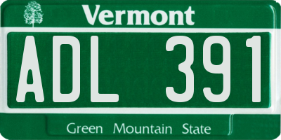 VT license plate ADL391