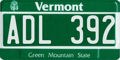 VT license plate ADL392