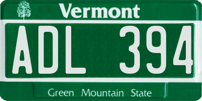 VT license plate ADL394