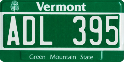 VT license plate ADL395