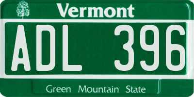 VT license plate ADL396