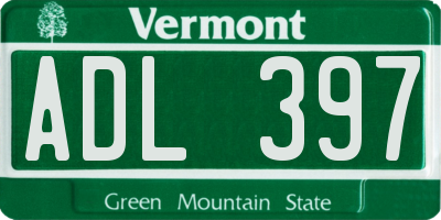 VT license plate ADL397