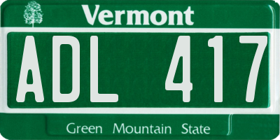 VT license plate ADL417