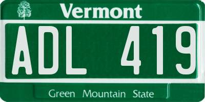 VT license plate ADL419