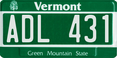 VT license plate ADL431