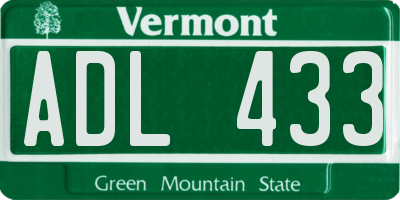 VT license plate ADL433