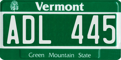 VT license plate ADL445