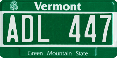 VT license plate ADL447