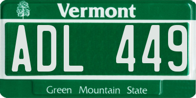 VT license plate ADL449