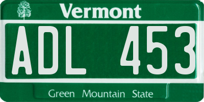 VT license plate ADL453