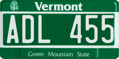 VT license plate ADL455