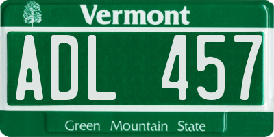 VT license plate ADL457
