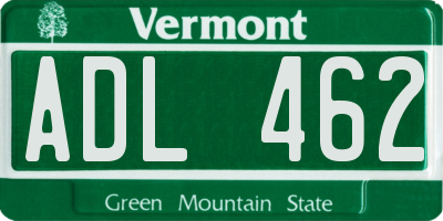 VT license plate ADL462