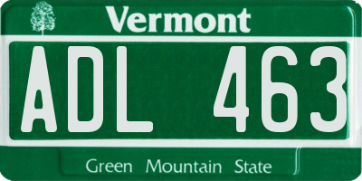 VT license plate ADL463