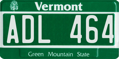 VT license plate ADL464