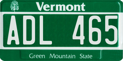 VT license plate ADL465
