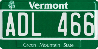 VT license plate ADL466