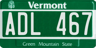 VT license plate ADL467