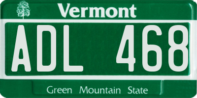 VT license plate ADL468