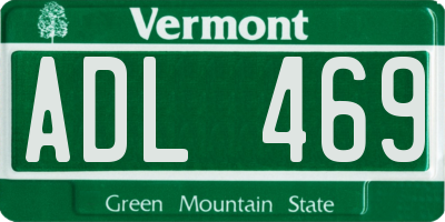 VT license plate ADL469