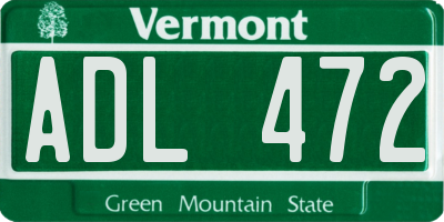 VT license plate ADL472