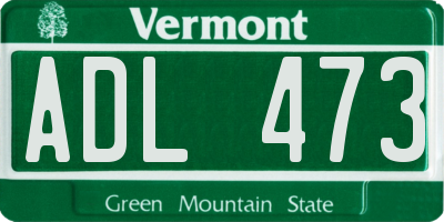 VT license plate ADL473