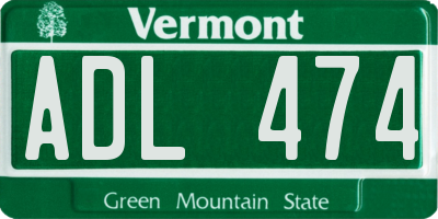 VT license plate ADL474