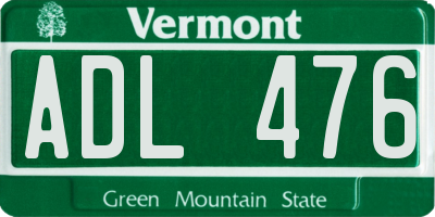 VT license plate ADL476