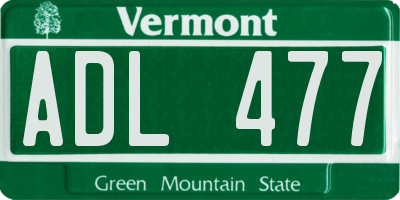 VT license plate ADL477