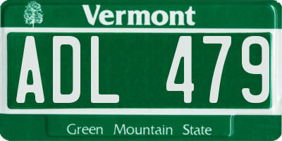 VT license plate ADL479