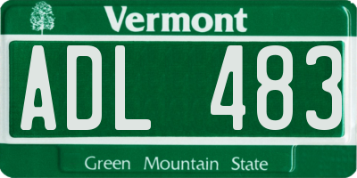 VT license plate ADL483