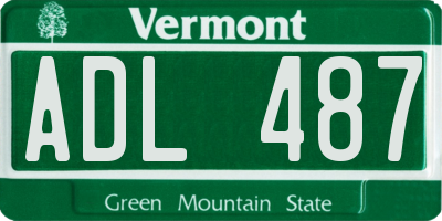 VT license plate ADL487