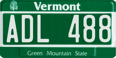 VT license plate ADL488