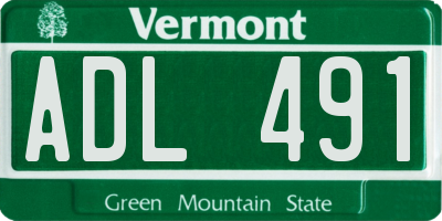 VT license plate ADL491