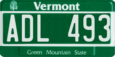 VT license plate ADL493