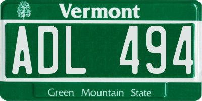 VT license plate ADL494