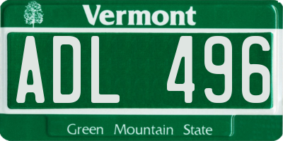 VT license plate ADL496