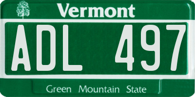 VT license plate ADL497
