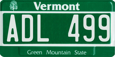 VT license plate ADL499